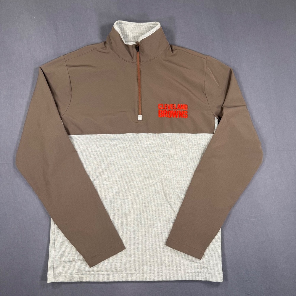 Cleveland Browns Antigua 1/4 Zip Pullover Men's M Brown Cream NFL Football